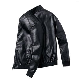 Men's Jackets Stand Collar Slim Leather Coat For Man Casual Pu Motorcycle Korean Trendy Jacket Men Clothing