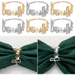 Napkin Rings 612Pcs Alloy Letters Fashion Blessing Bismilah Napkin Rings Home Party el Wedding Table Decorations Towel Chain 230419