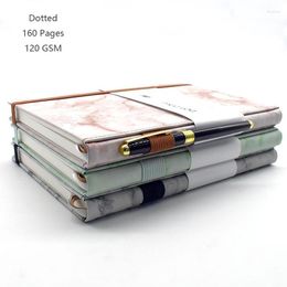 Notebook Dotted Marble Texture Leather Cover Handmade Planner 160 Pages 120 GSM Pen Holder Bookmarks