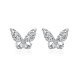 14K yellow white Gold Plated Silver Celestial Earrings Dainty Women Stud Earrings Cubic Zirconia Butterfly Earrings Personality Ear Cuff Earring