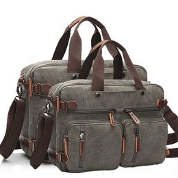 Casual canvas bag, business briefcase, portable messenger bag, three purpose bag, large size can hold 17 inch computer bag 230420