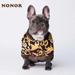 Dog Apparel NONOR Gold Embroidery Jacket Coat Warm Clothes for French Bulldog Puppy Outfit Cotton Dogs Ropa Para Perro 231120