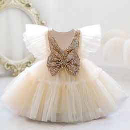 Girl's Dresses Toddler 1st Birthday Dress For Baby Girl Clothes Sequin Baptism Princess Tutu Dress Girls Dresses Party Costume 0-5 Year 230419