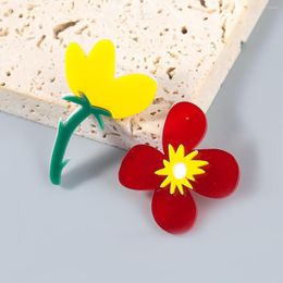 Dangle Earrings Irregular Colorful Acrylic Flower Women Resin Big White Yellow Green Holiday Gift Jewelry