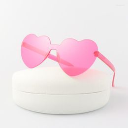 Sunglasses Rimless Heart Vintage Woman Brand Designer Candy Colours Sun Glasses Female Fashion Retro Cute Sexy