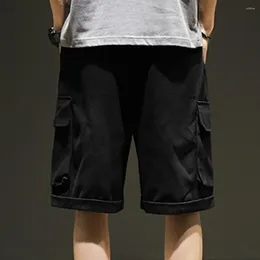 Men's Shorts Men Tie Drawstring Waist Knee-length Sport With Wide Leg Elastic Waistband Multi Pockets Stylish For Summer