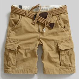 Men's Shorts Men's Summer Loose Straight Large Belt Shorts Outdoor Pure Cotton Shorts Multi Pocket Shorts Men Casual Workwear Pants 230419