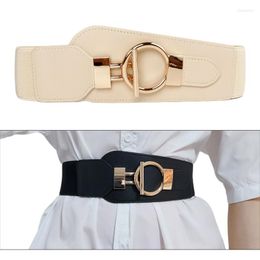 Belts E9LC Women Commute Elasticity Waist Strap Retro Buckle Solid Color Belt All-match Coat Ladies Wide Harajuku Formal Waistband