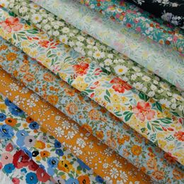 Fabric 140x50cm 60s Summer Thin Transparent Soft Floral Combed Cotton Fabric Making Dress Garment Material DIY Cloth 230419