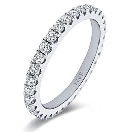 Solitaire Ring IOGOU 2mm D Color Wedding Band Original 925 Sterling Silver White Gold Stackable Rings Women Girl Wholesale 230419