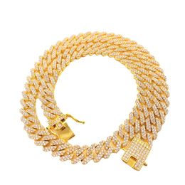 Men's 12mm 14K Gold Plated Iced Lad Diamond Miami Cuban Link Chain Necklace