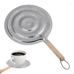 Table Mats Heat Diffuser Plate Iron Simmer For Stove 21cm Top Protector With Wood Handle Protecting Coffee Milk