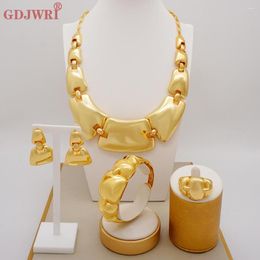 Necklace Earrings Set Fashion Exquisite Brazilian Gold Colour Large Dubai Costume Jewellery Italian Bridal Wedding Banquet Party Gift Jewellery