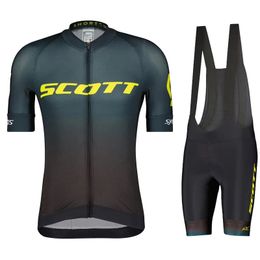 Cycling Jersey Sets SCOTT Cycling Jersey Set Quick-Dry Bicycle Cycling Set with 19D Gel Pad Summer Anti-UV Men Pro Short-Sleeves Bicycle Clothing 231120