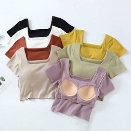 Women's T-Shirt Summer Women TShirts Chest Pad Built In Tshirt ONeck Short Sleeve Women Tops Breathable Short Tshirt HYTW1 Z0418