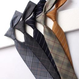 Bow Ties Brown Grey Formal Business Casual British Style Plaid Stripe Men's 8cm Gray Khaki Polyester Cotton Hand Tie