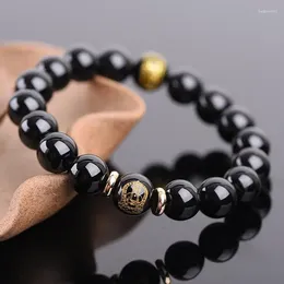 Strand Natural Obsidian Twelve Chinese Zodiac Bracelet Retro Lucky Charm For Men And Women Couple Fashion Accessory