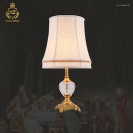 Table Lamps XUANZHAO Luxury European Style Full Copper Crystal Bedroom Bedside Lamp Warm Simple Creative El Decorative