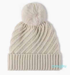 plush and thickened knitted hats without brims for warmth and cold hats with versatile wool balls