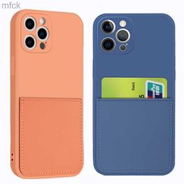 Cell Phone Cases Candy Colour Silicone Phone Case For iPhone 12 13 14 SE 2020 11 Pro Max XS X XR 7 8 Plus Wallet Card Holder Soft Shockproof Cover