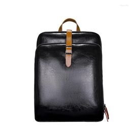 Backpack Oil Wax Leather Men's Male Computer Bag Large Capacity 15.6 Inch Laptop Bags Split Travel Backpacks Boys