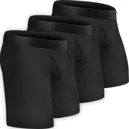 Underpants 3Pcs Set Long Leg Boxer Shorts Mesh Men Panties Breathable Male Underwear For Sexy Homme Boxershorts Box