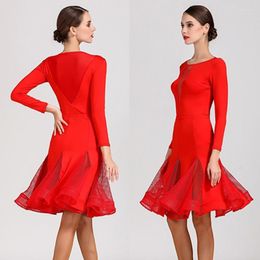 Stage Wear Latin American Dance Dresses Salsa Skirt Top Dress Clothing Modern Costume Red