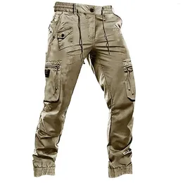 Men's Pants 2023 Fashion Girdle Cargo Slim Foot Elastic Multi Bag Casual Boys Sleepers