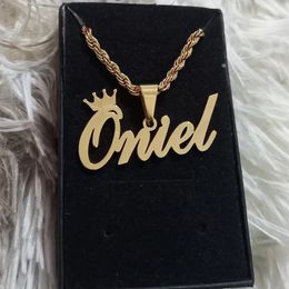 Pendant Necklaces Thick Chain Necklace Customization 13 Name Personalized Jewelry Stainless Steel Bold Womens Gift 231120