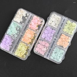 Nail Art Decorations 3D Flower Charms UV Sensitive Acrylic Florat Rhinestone Light Change Manicure Supplies With Pearl Decor Accessory#