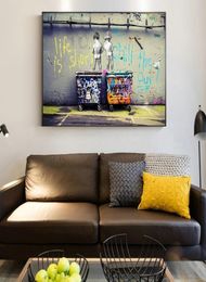 Two Cute Nude Kid Oil Painting on Canvas Graffiti Street Art Posters Prints Modern Funny Wall Pictures for Living Room Home Decora1709383