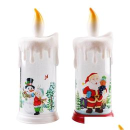 Candles Christmas Decoration Pvc Candle Light Led Simated Flame Santa Claus Snowman Xmas Gifts 22.5X9Cm Drop Delivery Home Garden Home Dh3Q4