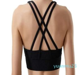 Yoga Outfits Underwear Cross Back Camis Running Fitness Shockproof Sports Bra Padded Tank Tops Gym Clothes Women Lady Shirt Tshir