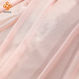 Fabric 45X150cm 4way Stretch Soft Nude Pink Power Mesh Tulle Fabric By Half Yards for Sewing Clothes Backing Dress Wedding Clothing 230419