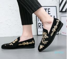 Color Pointed Toe Classic Retro Hand Embroidered Comfortable Breathable Street Series Peas Shoes DH883