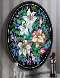 AZQSD Diamond Painting Flower Special Shaped DIY Diamond Embroidery Mosaic Lily With Round Frame Art Kits Home Decorations 2012026829484