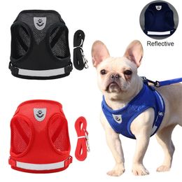 Dog Collars Leashes Vest Harness Leash Summer Pet Adjustable Reflective Walking Lead For Small Dogs Cats Puppy Chihuahua Traction Rope 231118