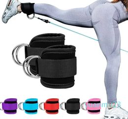 Gym Ankle Straps Double D-Ring Adjustable Neoprene Padded Cuffs Ankle Weight Leg Training Brace Support Sport Safety Abductors