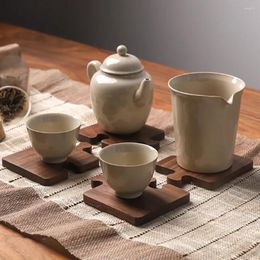 Table Mats Decorations Wooden Tools Placemats Heat-resistant Coffee Mat Tea 4pcs/set Walnut Anti-slip Puzzle Home Bar Cup