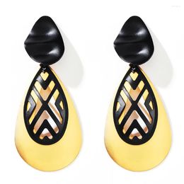 Dangle Earrings WYBU Fashion Golden Black Zinc Plated Water Drop Earring For Girl Women Metallic Finish Hollow Out Dangling Ear Jewelry