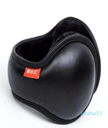 Ear Muffs Winter Earmuffs For Men Foldable Warmers British Style Plaid Plush Muff Adjustable Leather Earcap Back Wear Cover