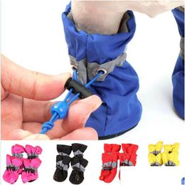 Dog Apparel 4Pcsset Waterproof Pet Shoes Chihuahua Antislip Rain Boots Footwear For Small Cats Dogs Puppy Booties 230323 Drop Delive Dh3Pj