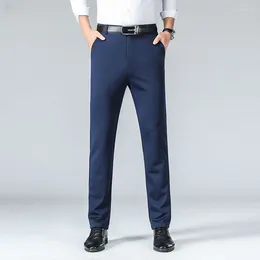 Men's Suits High Quality Men Dress Pants Thin Elastic Formal Fit Male Straight Black Business Office Causal Wedding Trousers A27