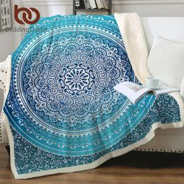 Blankets BeddingOutlet Sherpa Throw Blanket Turquoise Paisley Mandala Design Fleece Super Soft Cosy Velvet Plush