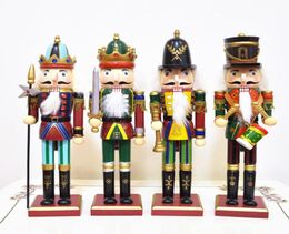 4 pcsset 30cm Wooden Nutcracker Doll Soldier Vintage Handcraft Puppet Decorative Ornaments Home Decoration Christmas Gifts1313327