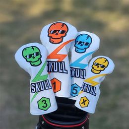Other Golf Products Colorful Skull Golf Headcover 135H Wood Covers for Driver 460cc Fairway HybridUT Blade Mallet Putter Cover Golf Protector Gift 231120