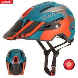 Cycling Helmets BATFOX bicycle helmets for men women MTB helmet cycling 2023 Integrally-molded orange mountain bike helmet light casco mtb P230419