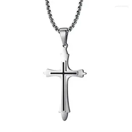 Pendant Necklaces Simple Korean Fashion Cross Necklace Men And Women Jesus Titanium Steel