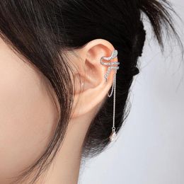 Backs Earrings Vintage Water Drop Zircon Tassel Snake Shaped Ear Cuff Without Piercing Clip For Women Punk Chain Jewellery Gift