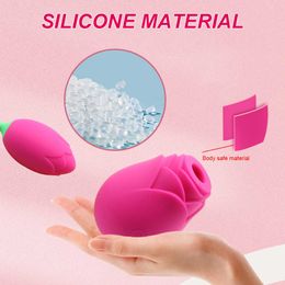 Adult products Rose Shape Clitoral Sucking Vibrator Powerful Clitoris Stimulator Vacuum Sucker Female Love Vibrating Eggs Sex Toy for Adults 18 230316